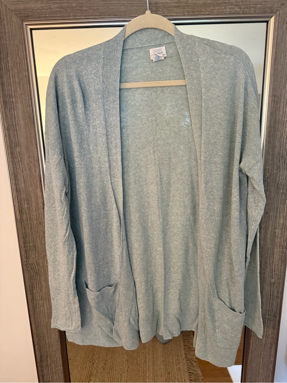 Sigrid Olsen Heathered Light Blue Open-Front Cardigan